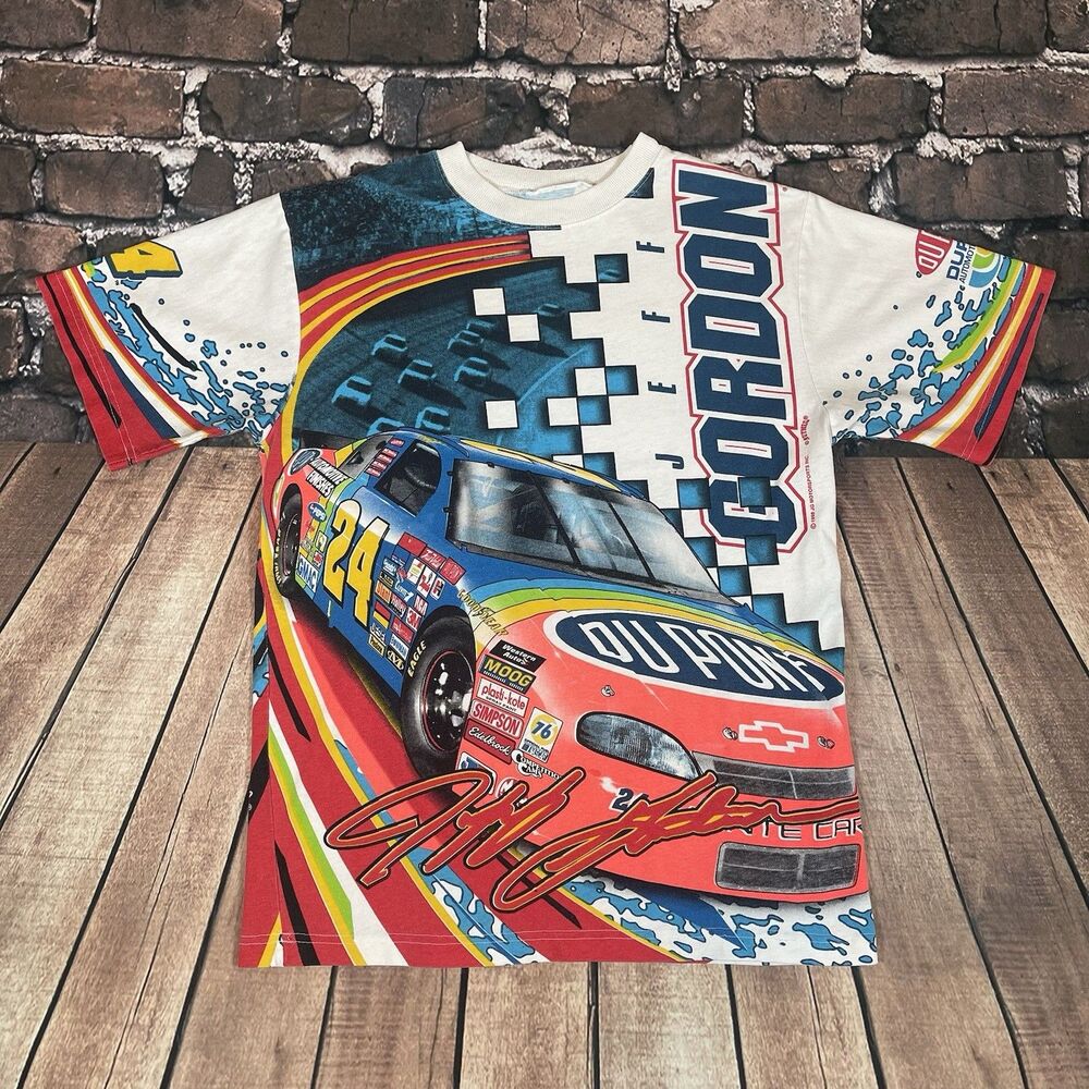 Vintage 1998 Jeff Gordon NASCAR T-Shirt Nutmeg Chase Double Sided AOP Sz Medium